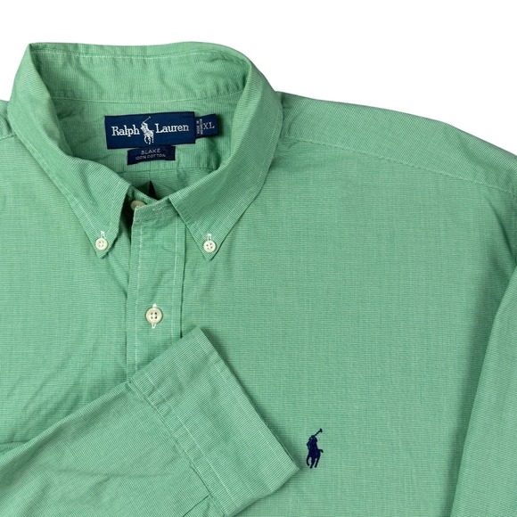 Polo Ralph Lauren Other - Polo Ralph Lauren Blake Shirt Green Micro Check Cotton Button Down Mens XL